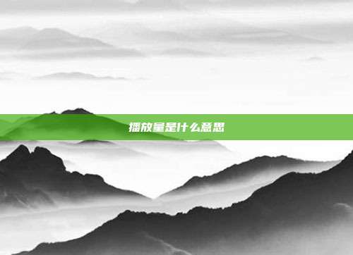 播放量是什么意思