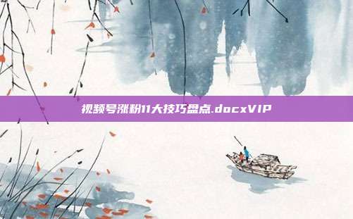 视频号涨粉11大技巧盘点.docxVIP