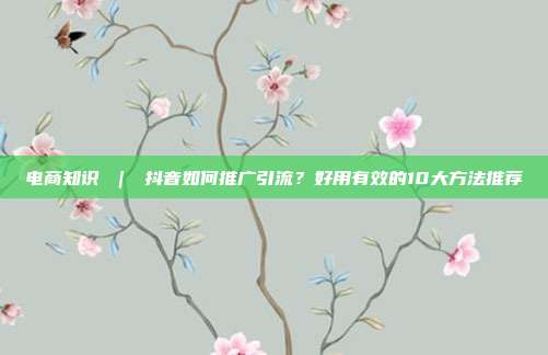 电商知识 | 抖音如何推广引流?好用有效的10大方法推荐