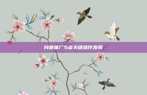 抖音推广5点关键操作步骤