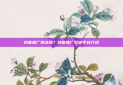抖音推广违法吗?抖音推广引流平台介绍