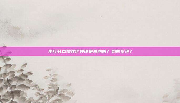 小红书点赞评论挣钱是真的吗？如何变现？