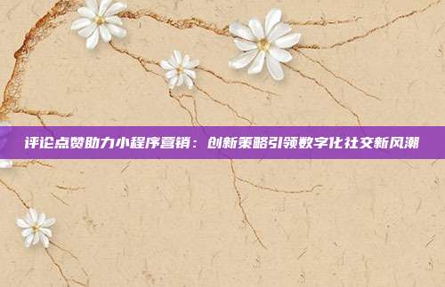评论点赞助力小程序营销:创新策略引领数字化社交新风潮
