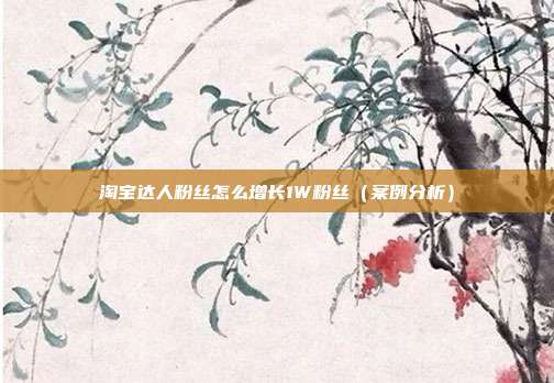 淘宝达人粉丝怎么增长1W粉丝(案例分析)
