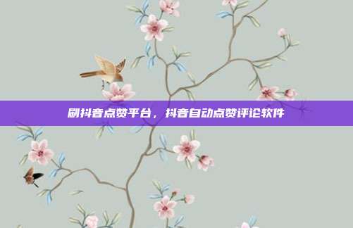 刷抖音点赞平台,抖音自动点赞评论软件