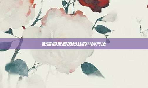 微信朋友圈加粉丝的11种方法