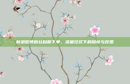 新浪微博粉丝自助下单,流量狂欢下的隐忧与反思