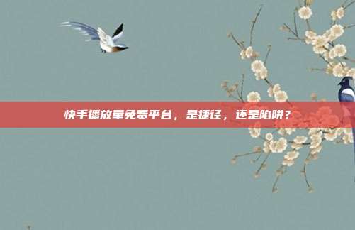快手播放量免费平台,是捷径,还是陷阱?