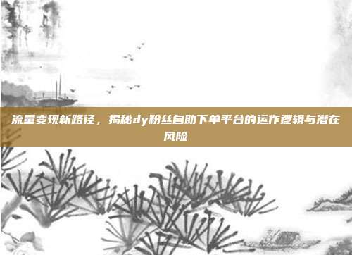 流量变现新路径,揭秘dy粉丝自助下单平台的运作逻辑与潜在风险