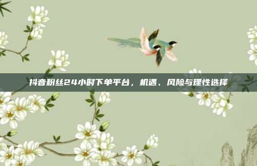 抖音粉丝24小时下单平台,机遇、风险与理性选择