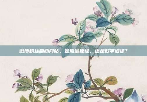 微博粉丝自助网站,是流量捷径,还是数字泡沫?