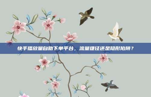 快手播放量自助下单平台，流量捷径还是隐形陷阱？