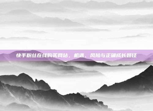 快手粉丝在线购买网站，机遇、风险与正确成长路径