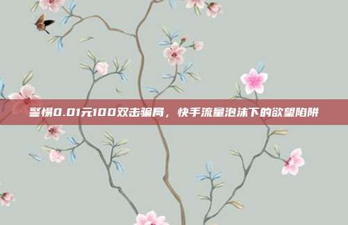警惕0.01元100双击骗局,快手流量泡沫下的欲望陷阱