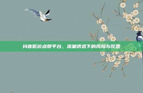 抖音低价点赞平台，流量诱惑下的风险与反思