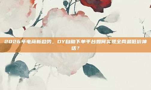2026年电商新趋势，DY自助下单平台如何实现全网最低价神话？