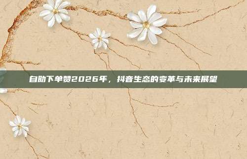 自助下单赞2026年，抖音生态的变革与未来展望