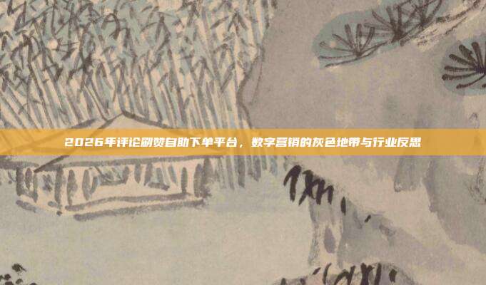 2026年评论刷赞自助下单平台，数字营销的灰色地带与行业反思