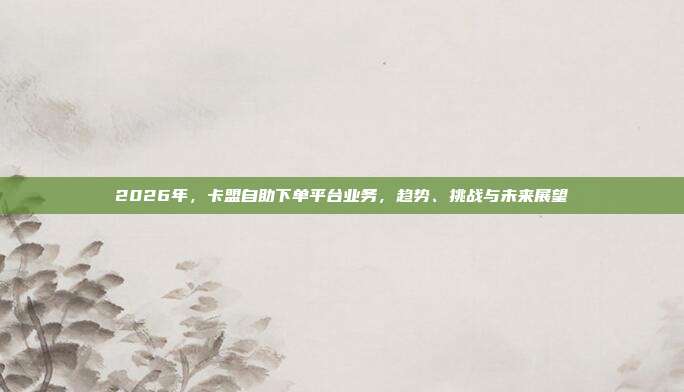 2026年，卡盟自助下单平台业务，趋势、挑战与未来展望