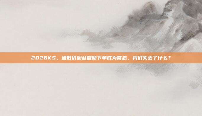 2026KS,当低价粉丝自助下单成为常态,我们失去了什么?