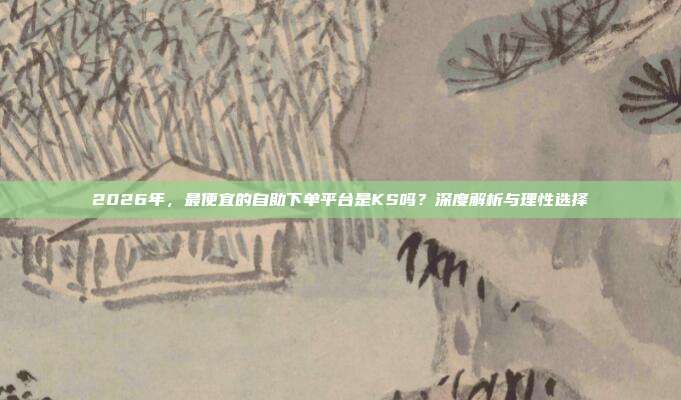 2026年,最便宜的自助下单平台是KS吗?深度解析与理性选择