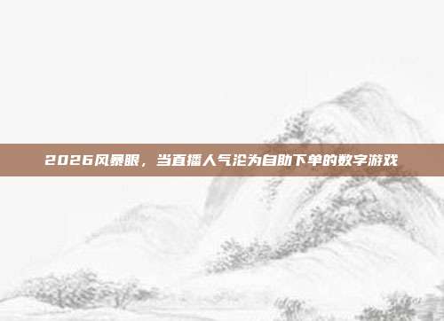2026风暴眼,当直播人气沦为自助下单的数字游戏