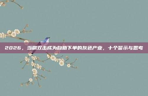 2026,当刷双击成为自助下单的灰色产业,十个警示与思考
