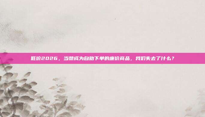低价2026,当赞成为自助下单的廉价商品,我们失去了什么?