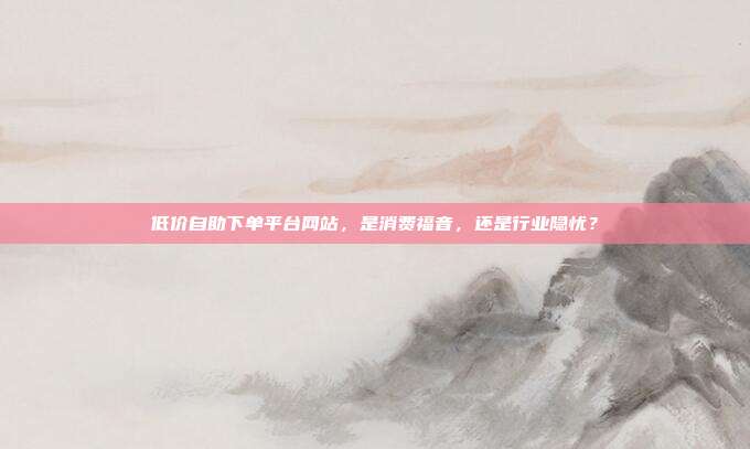 低价自助下单平台网站,是消费福音,还是行业隐忧?