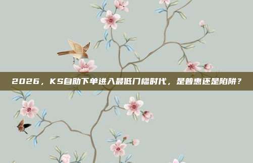 2026,KS自助下单进入最低门槛时代,是普惠还是陷阱?