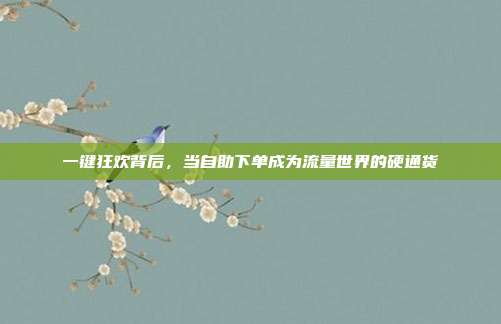 一键狂欢背后，当自助下单成为流量世界的硬通货