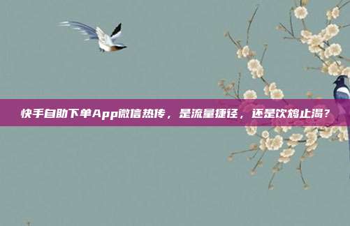 快手自助下单App微信热传，是流量捷径，还是饮鸩止渴？