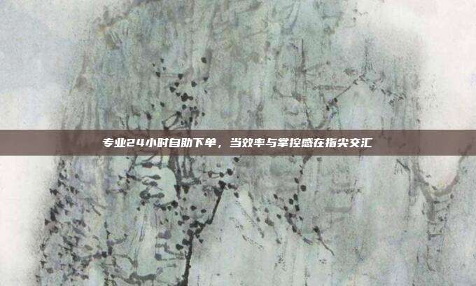 专业24小时自助下单,当效率与掌控感在指尖交汇
