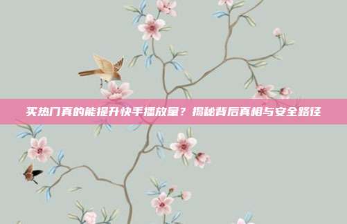 买热门真的能提升快手播放量?揭秘背后真相与安全路径