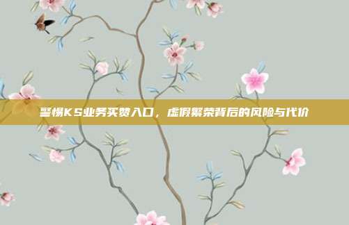 警惕KS业务买赞入口，虚假繁荣背后的风险与代价