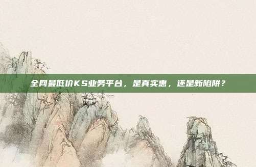 全网最低价KS业务平台，是真实惠，还是新陷阱？