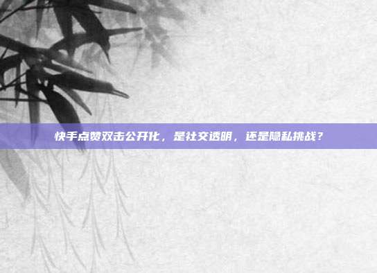 快手点赞双击公开化,是社交透明,还是隐私挑战?
