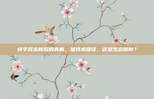 快手双击背后的真相,是技术捷径,还是生态陷阱?