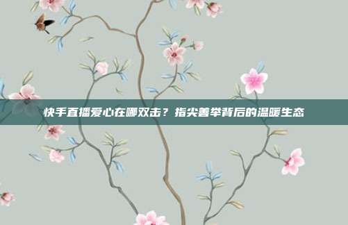 快手直播爱心在哪双击?指尖善举背后的温暖生态