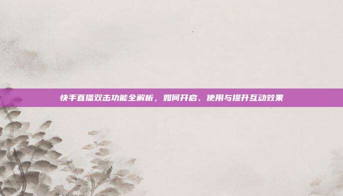 快手直播双击功能全解析,如何开启、使用与提升互动效果