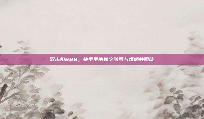 双击扣888,快手里的数字暗号与情感共同体
