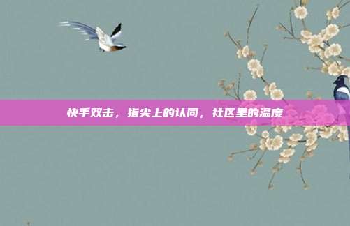 快手双击,指尖上的认同,社区里的温度