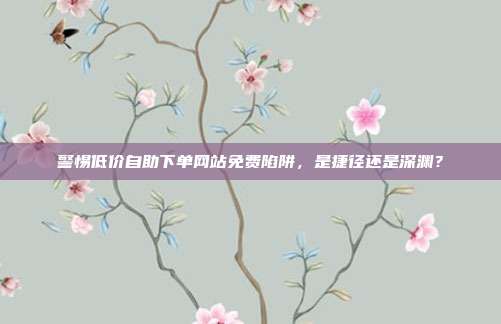警惕低价自助下单网站免费陷阱,是捷径还是深渊?