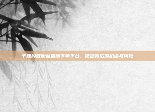 子潇抖音粉丝自助下单平台,便捷背后的机遇与风险