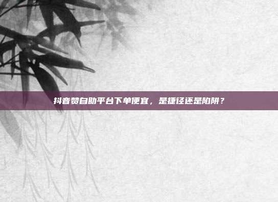 抖音赞自助平台下单便宜，是捷径还是陷阱？
