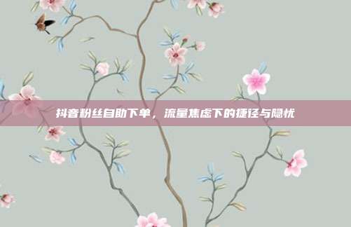 抖音粉丝自助下单，流量焦虑下的捷径与隐忧