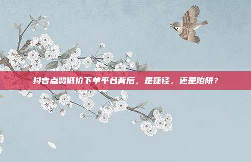 抖音点赞低价下单平台背后,是捷径,还是陷阱?