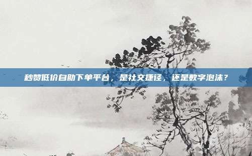 秒赞低价自助下单平台,是社交捷径,还是数字泡沫?
