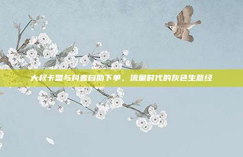 大叔卡盟与抖音自助下单,流量时代的灰色生意经