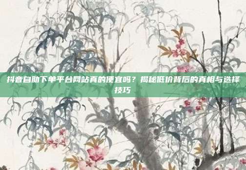 抖音自助下单平台网站真的便宜吗?揭秘低价背后的真相与选择技巧